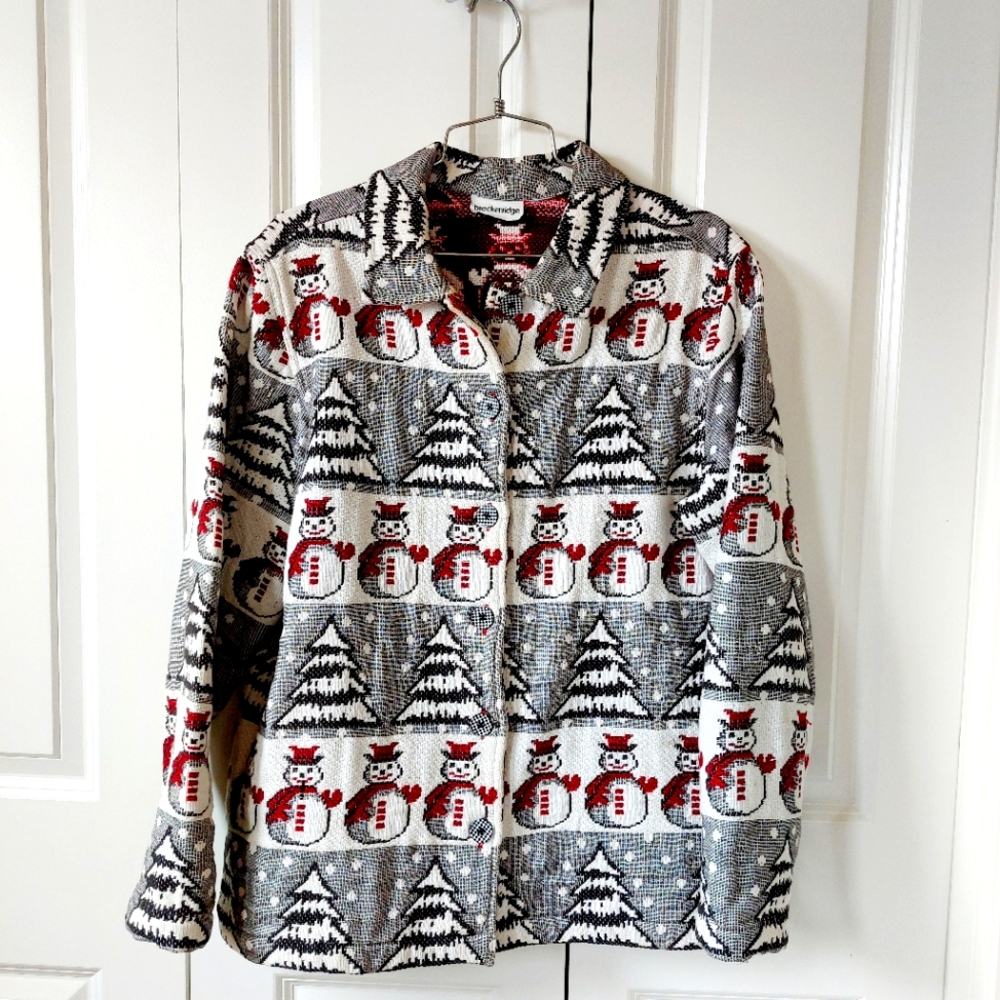 90s Tapestry Christmas Snowman Jacket Breckenridge approx size Large